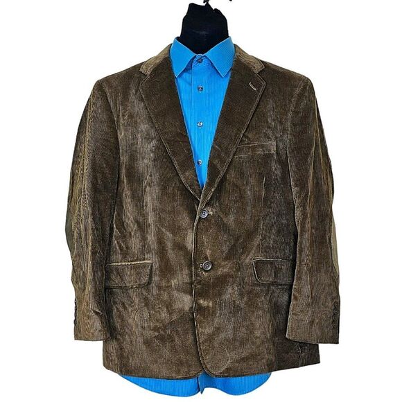Stafford Essentials Corduroy Classic Fit Blazer Sueded Elbow Patches Size 44S - Picture 1 of 7